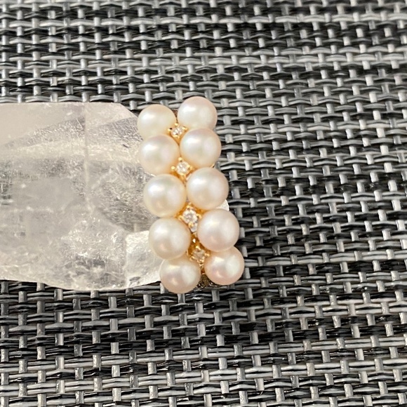 ✨18K Gold Diamond AKOYA Pearls Ring 7.5 - Picture 1 of 11